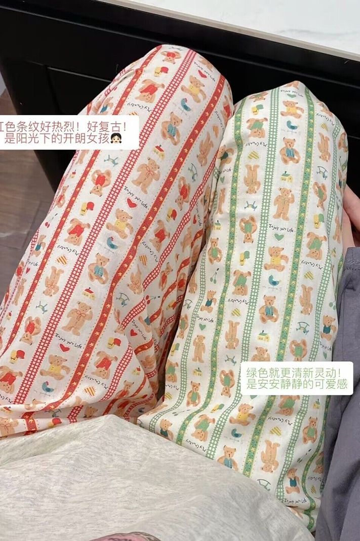 遛弯裤卡通睡裤女春秋新款居家可爱印花宽松休闲夏季空调防蚊长裤详情44