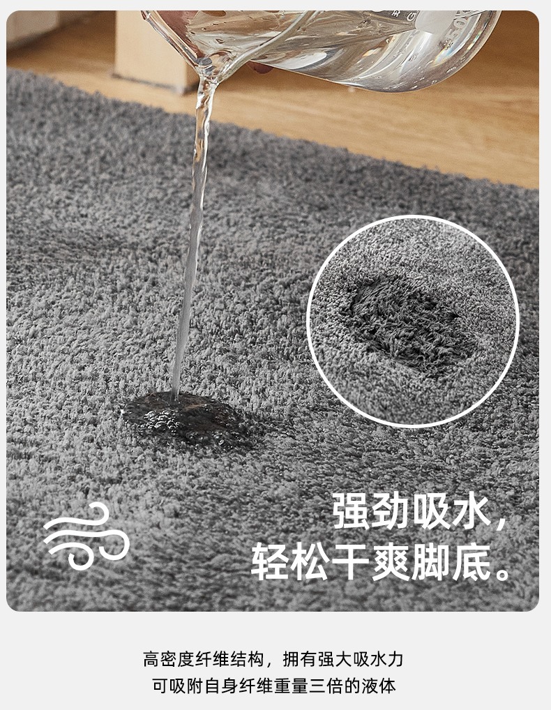 浴室地垫毛绒吸水家用卫生间脚垫厕所防滑垫踩脚垫进门入户门垫子详情2
