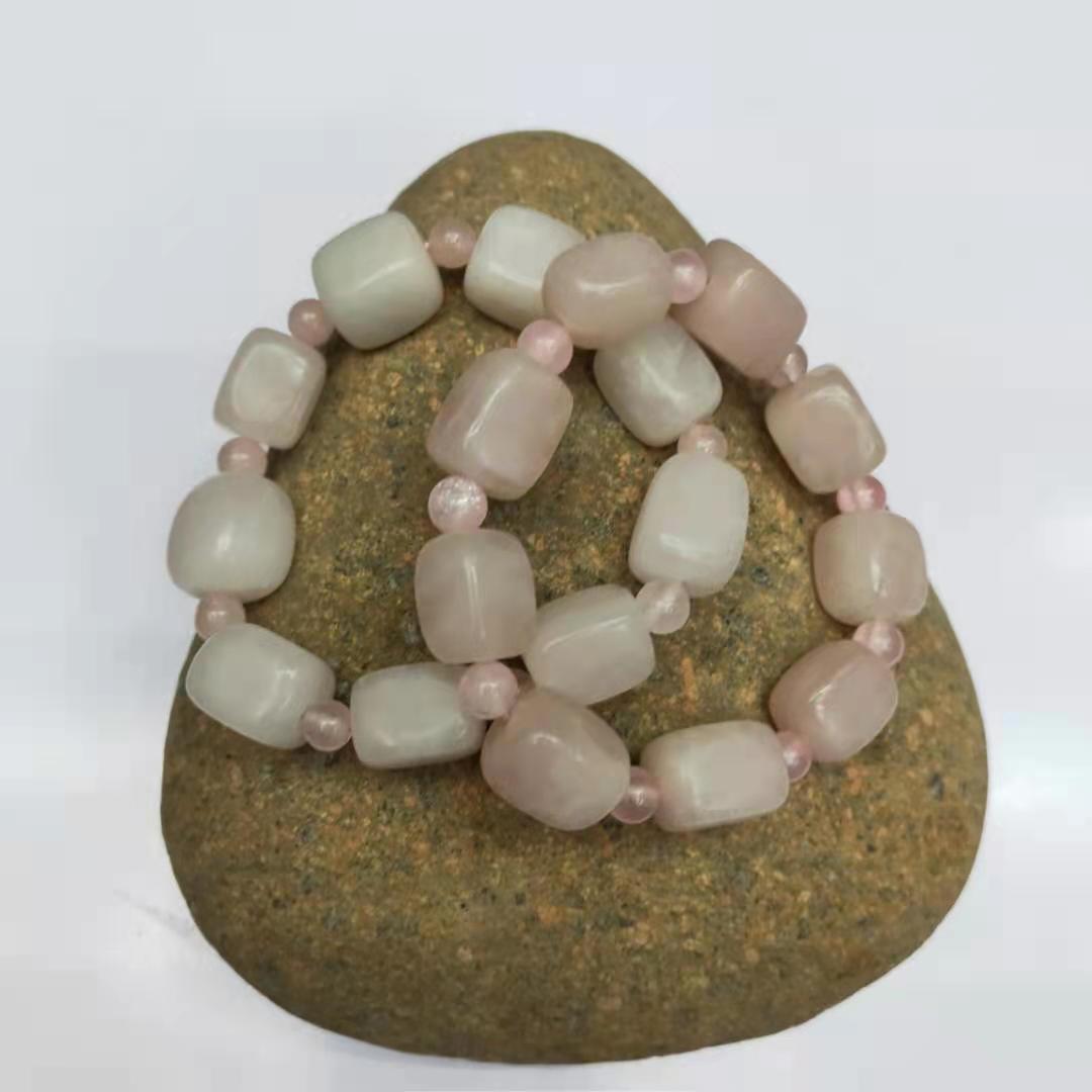 Factory wholesale of natural square rose quartz irregular combination bracelets, diy rose quartz bracelets, Buddhist prayer beads and fortune-changing jewelry pic 7