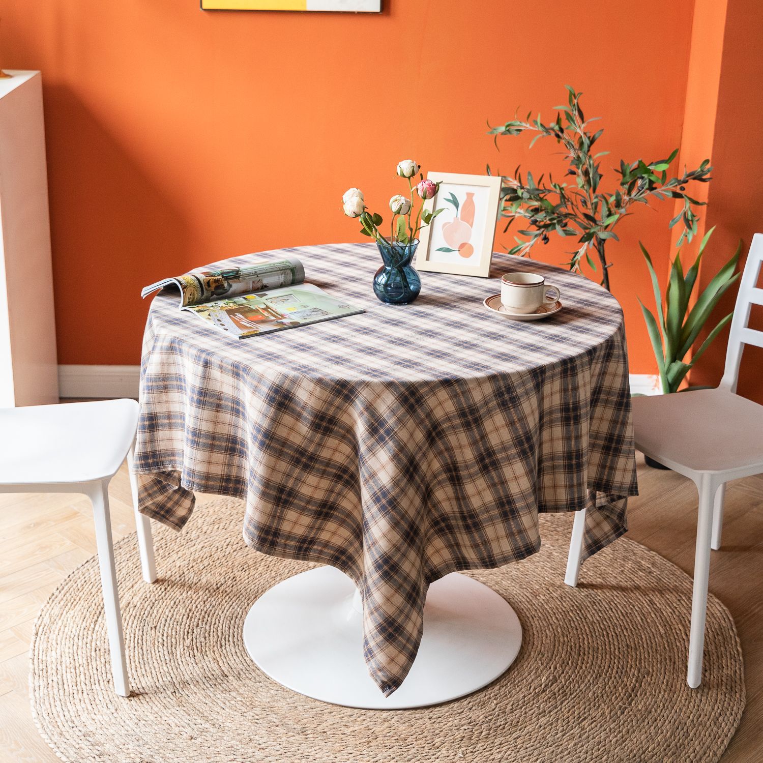 Cross-border Christmas holiday decoration table fabric, retro striped checkered cotton and linen restaurant party cover, Amazon pic 23