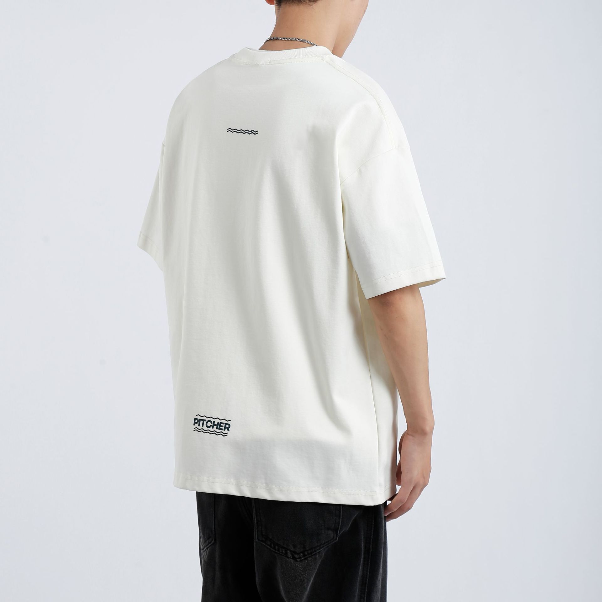 阿尔图220G重磅纯白印花短袖t恤男潮牌潮流夏季休闲宽松圆领上衣详情26