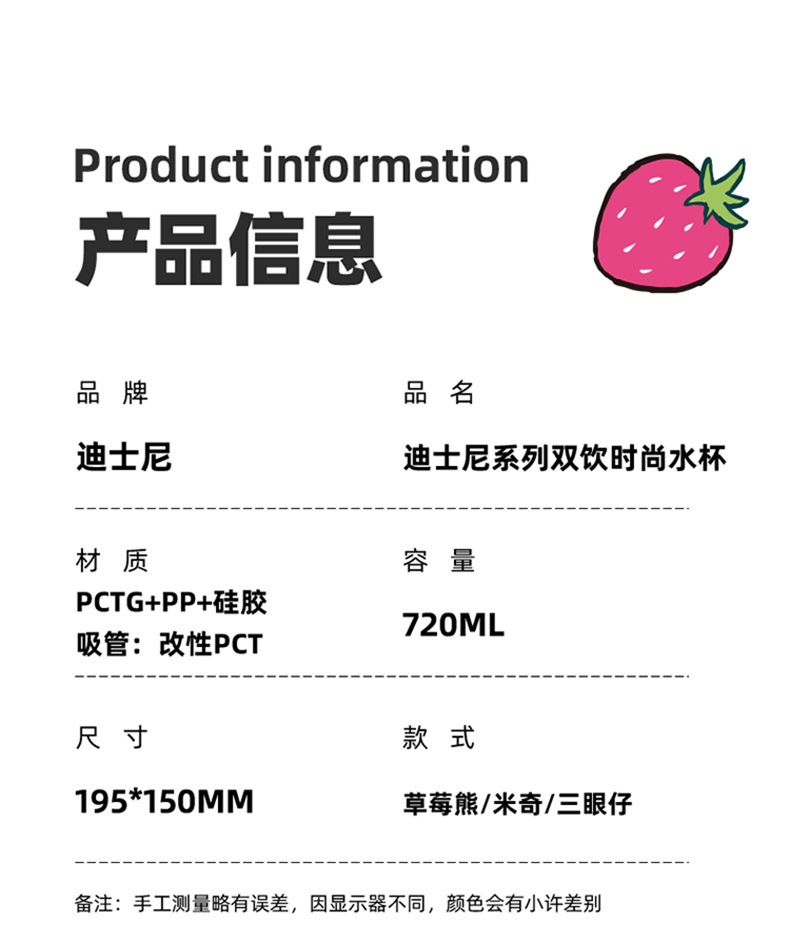正版三眼怪塑料杯女生夏季高颜值吸管杯男女生带滤网便携带把水杯详情15