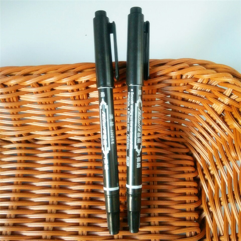 Loose double-headed pen marker pen, student stationery, office double-headed water and oil-based pen, marking, outlining pen, black writing pic 11
