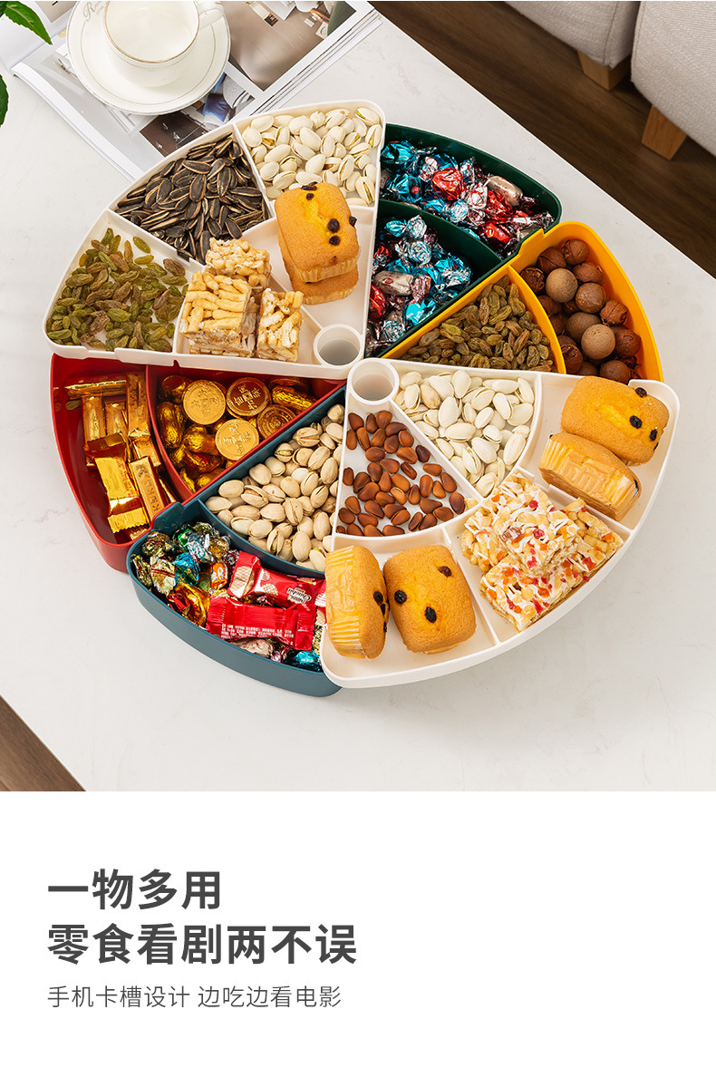 Rotating fruit plate, home living room coffee table, nut box, snack box, wedding New Year dried fruit plate, Douyin live streaming, cross-border 0750 pic 3