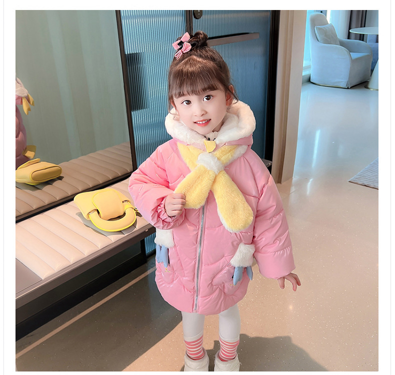 Thickened cotton-padded jacket for girls 2023, stylish deer antler cotton-padded jacket, long coat for little girls, winter cartoon cotton-padded jacket pic 8