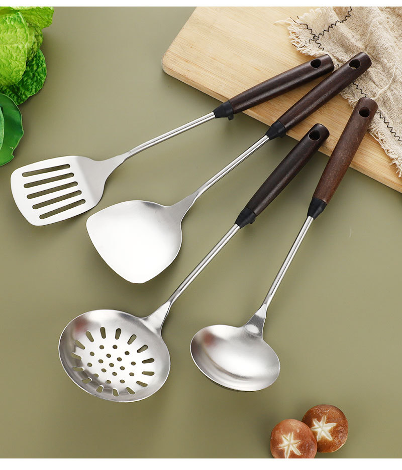 201实木柄不锈钢锅铲汤勺家用厨房厨具套装烹饪炒菜铲子漏铲批发详情13