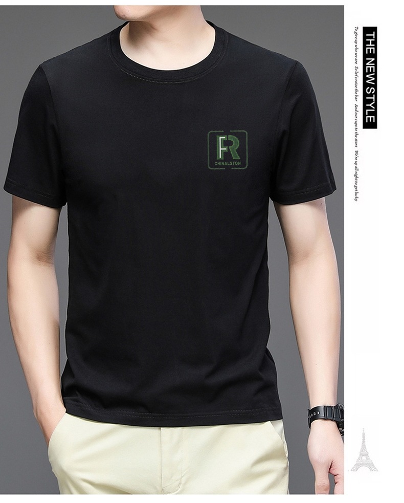 精梳棉夏季新款100%纯棉简约百搭男士t恤圆领字母印花透气短袖男详情29