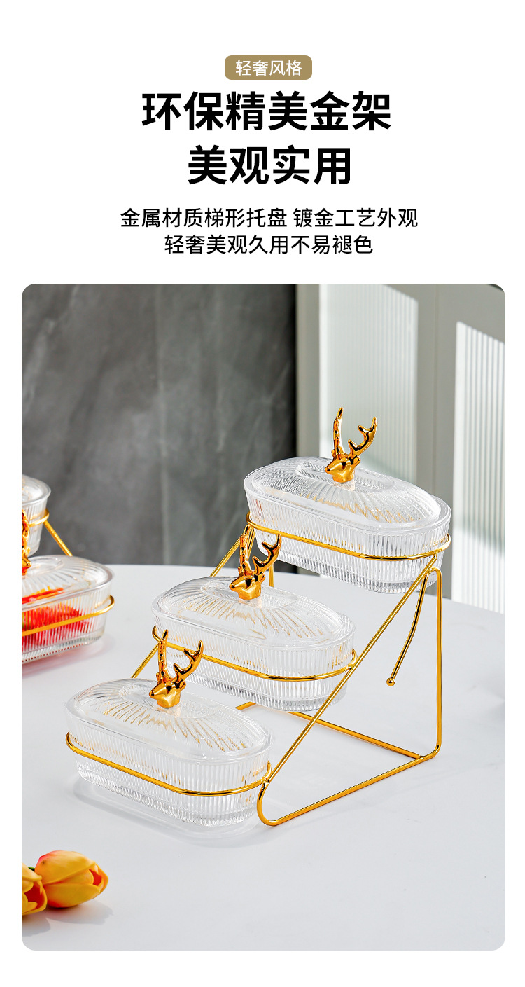 玻璃水果盘家用客厅坚果干果零食碟摆放盘新款分格下午茶点心盘子详情9