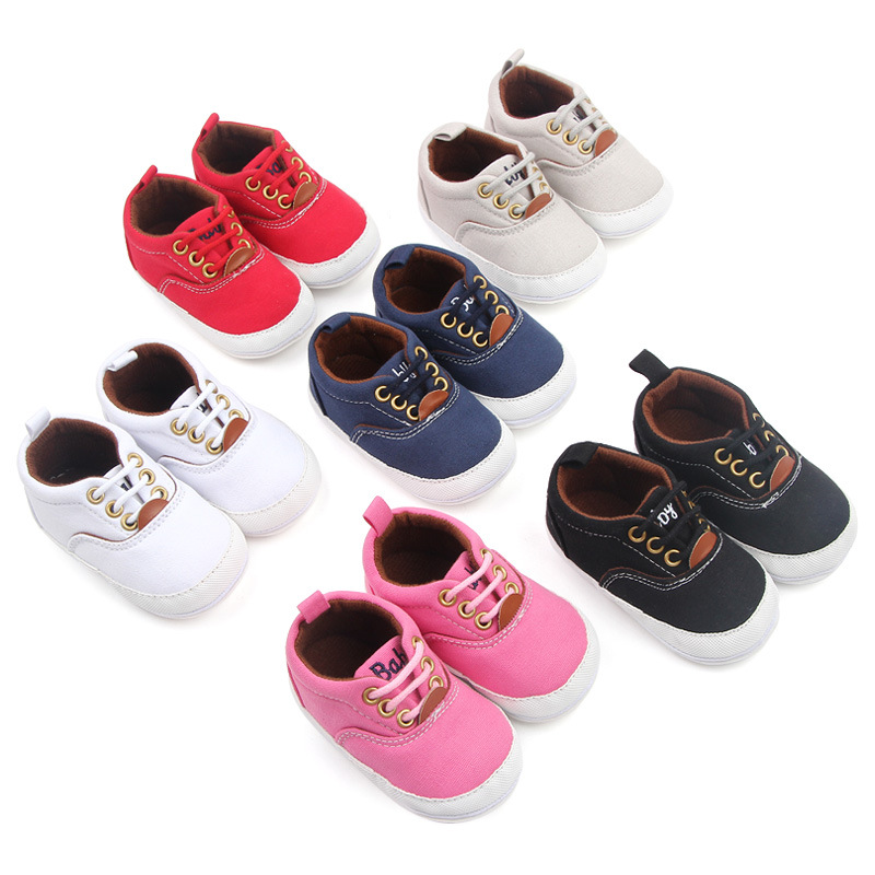 Spring and Autumn Soft rubber-soled multi-color canvas shoes, lace-up baby shoes, 0-1 year old infant casual shoes, walking shoes 2759 pic 2