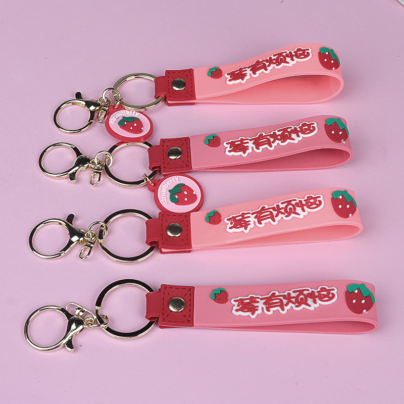 Transparent PVC soft rubber rope sand bottle keychain, girlish heart schoolbag hanging accessory, small gift hanging piece, keychain pic 2