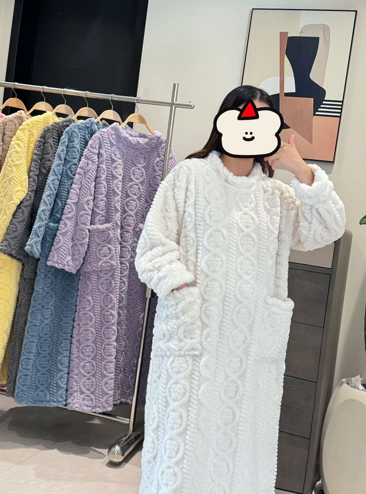 珊瑚绒睡裙女冬季加绒加厚大被子睡袍中长款睡衣法兰绒家居服韩版详情17