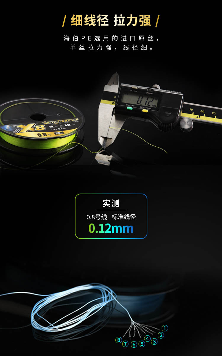 The Haibo Star Tide Pro PE line 8-brined lure fish line has a smooth main line and uses Japanese original silk Dalima fish line for long-distance casting pic 5