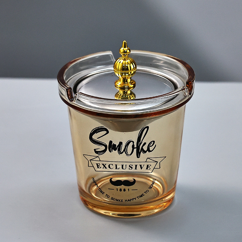 创意车载漏斗防飞灰烟缸家用大号带盖办公室个性时尚玻璃烟灰缸详情10