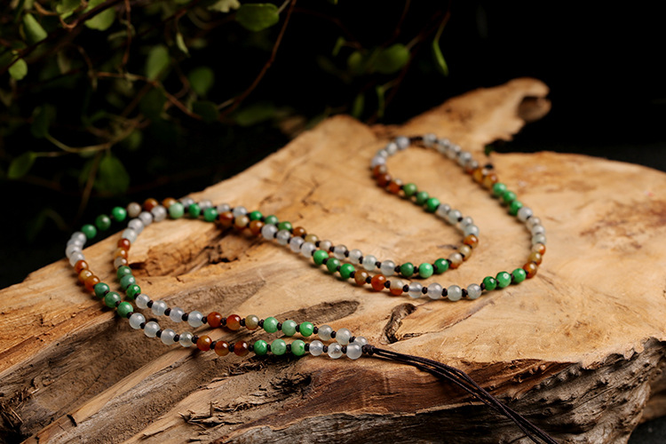 Natural premium jadeite A-grade round beads 5mm woven necklace rope round bead pendant hanging rope jadeite bead chain pic 6