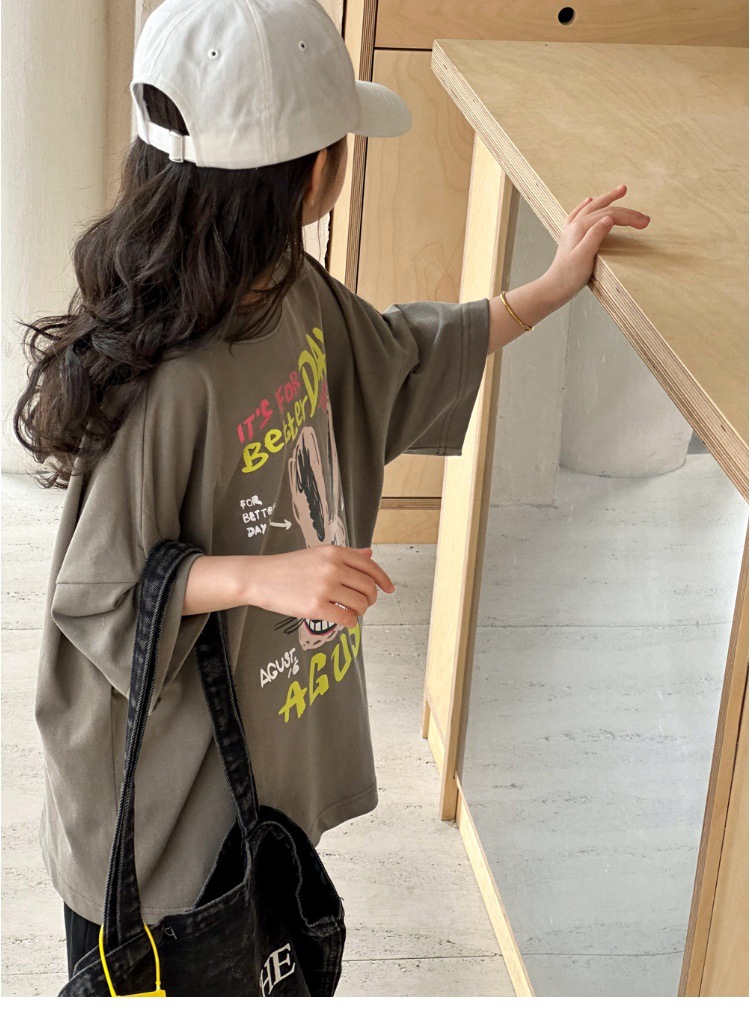 儿童短袖t恤女童夏装2025新款男童半袖体恤宽松休闲卡通洋气上衣详情25