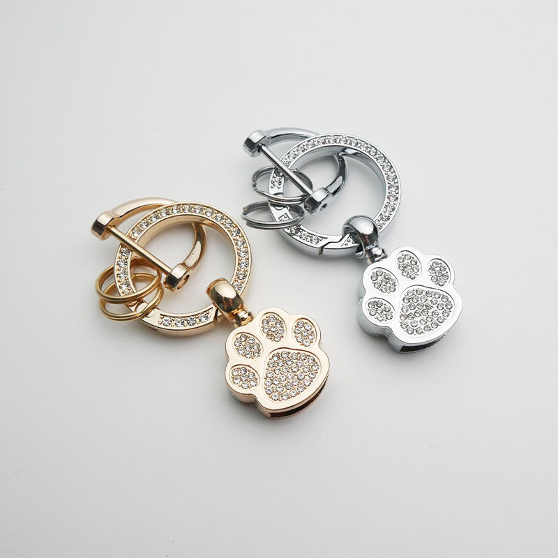 DIY新款带钻熊掌钥匙扣金属五金配件个性创意礼品汽车钥匙链挂件详情2