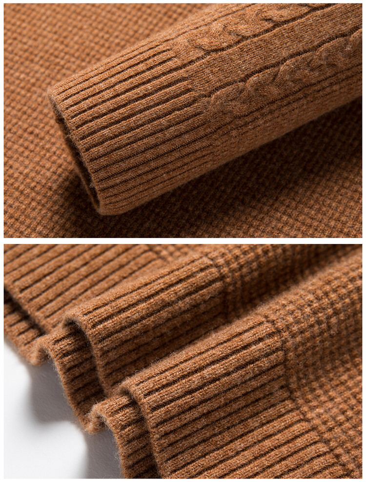 New autumn and winter 100% pure wool sweater for men, thickened semi-high neck zipper wool pullover business knitted sweater pic 18