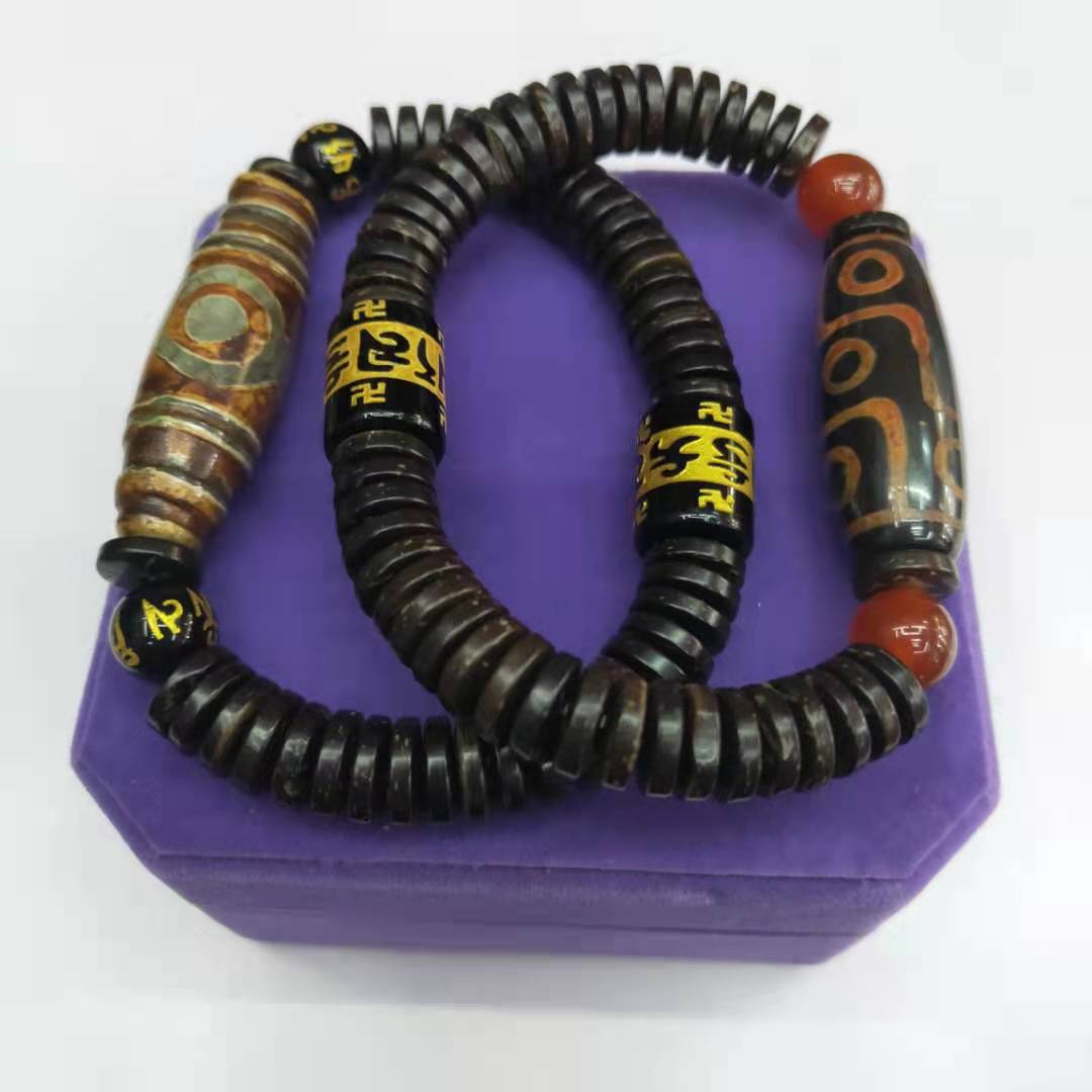 Guangshun Jewelry Coconut Shell Sky Pearl Agate Bracelet Wholesale Tibetan-style Nine-eye Sky Pearl Fortune Bracelet Factory Direct Sales pic 14