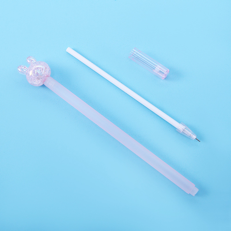 Wholesale of Korean-style creative crystal head shaped rabbit-shaped gel pens with dazzling laser designs for students pic 26