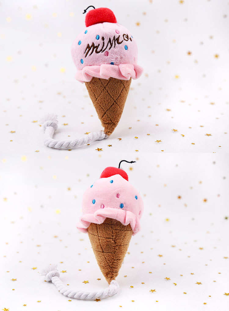 Pet toys: two-color ice cream sound-making toys, pink and blue pet dog toys, cat toys pic 5