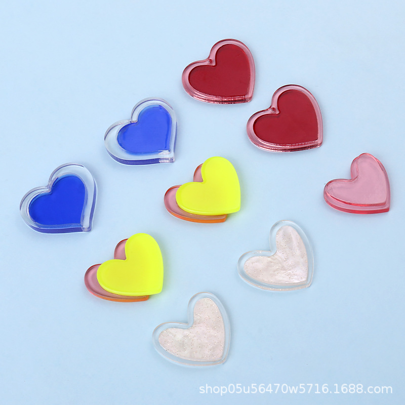 Wholesale of new acrylic color heart-shaped pieces diy handmade jewelry, earrings, necklaces and headwear materials pic 13