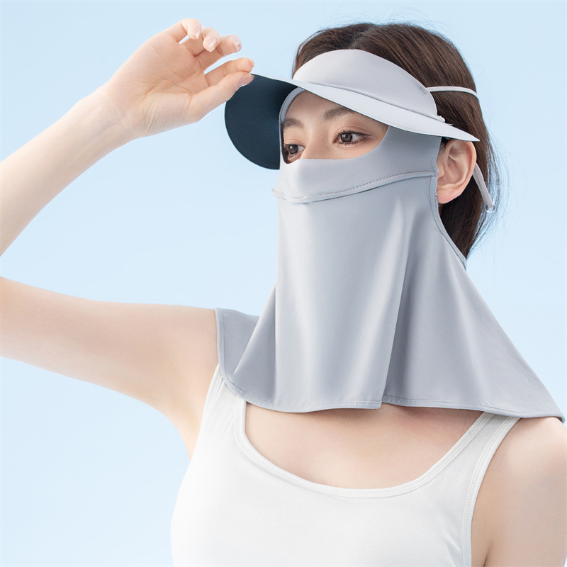 黑胶长款面罩全脸遮阳防晒口罩太阳帽子夏季骑行护颈冰丝面罩批发详情7