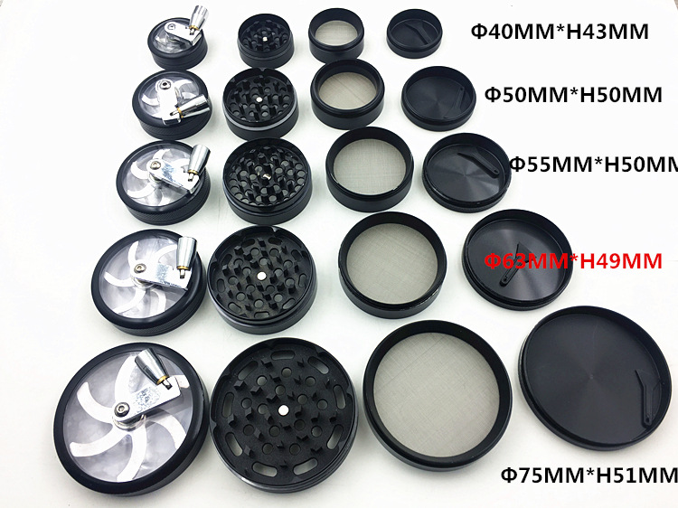 跨境专供锌合金磨烟器四层塑料手摇铝制金属碎烟器磨烟盒打火机详情6