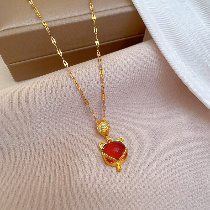 【钛钢】网红爆款小狐狸项链狐狸吊坠抖音快手同款女锁骨链详情7