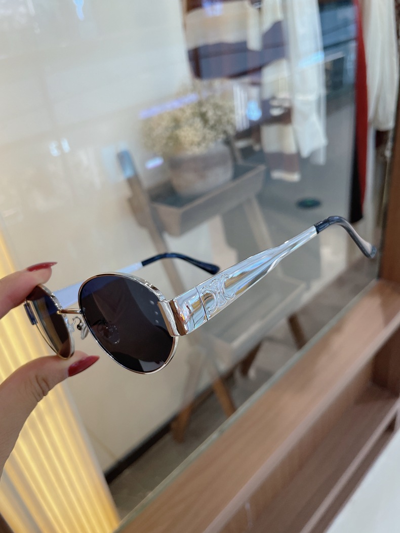 New cat-eye high-definition polarized glasses, oval-shaped personalized metal-framed sunglasses, fashionable and retro sunglasses for female Internet celebrities pic 25