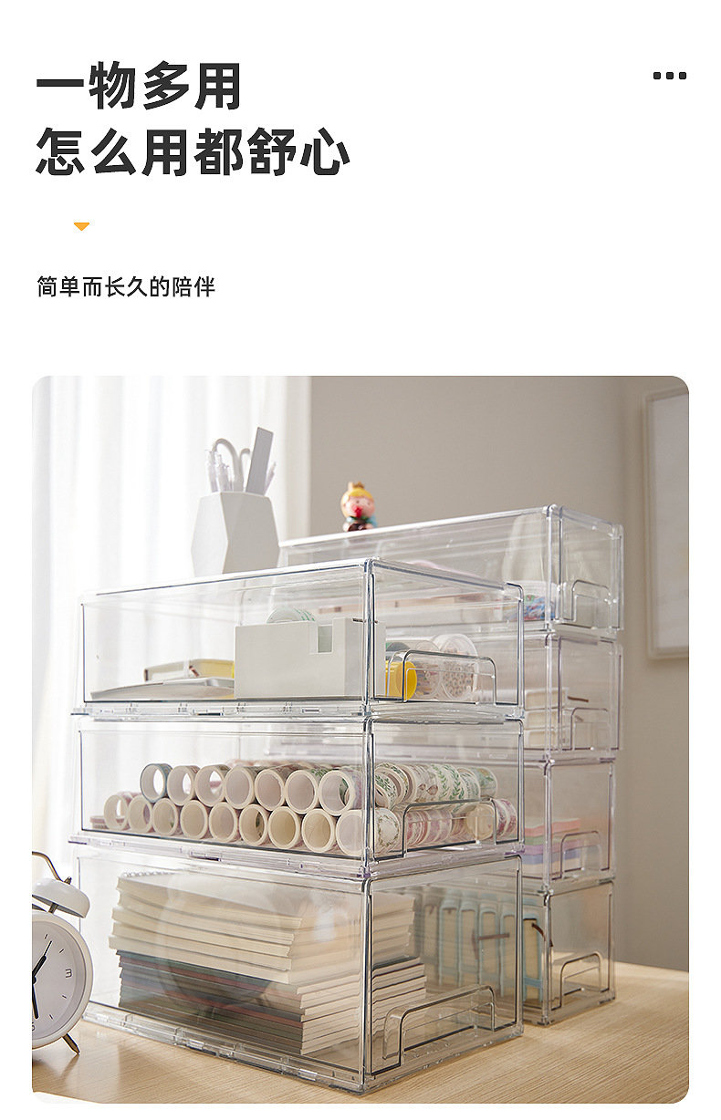 抽屉式收纳箱透明桌面整理收纳盒家用整理箱冰箱专用分类储物盒详情16