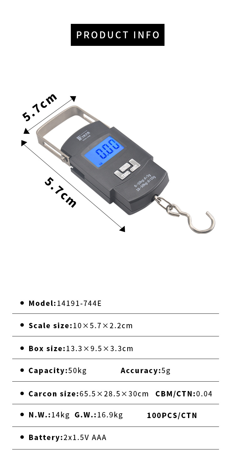 [FF1976-744E] Factory direct sales of household electronic portable scales, cross-border foreign trade electronic hook scales, electronic scales, portable luggage electronic scales pic 1