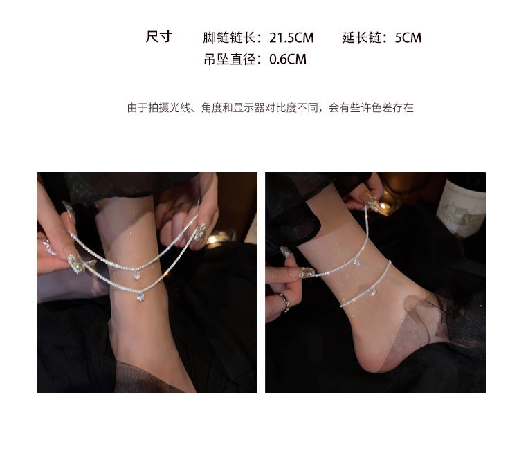 闪钻波光粼粼脚链女韩版新款时尚性感小众锆石脚环简约百搭配饰详情12