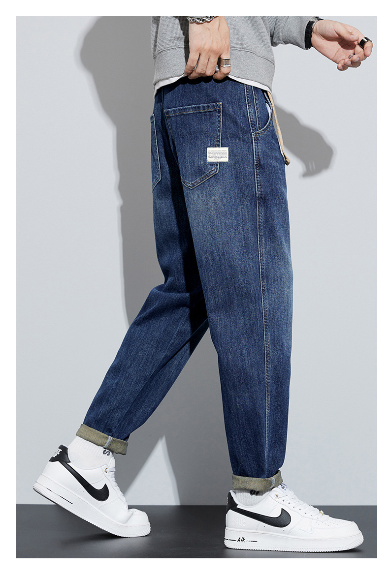 2024新款冬季牛仔裤男阔腿直筒韩版潮流时尚百搭加绒加厚哈伦裤详情10