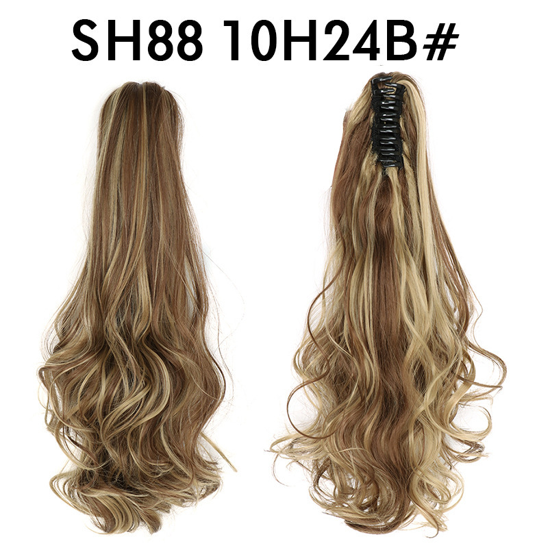 European and American style claw clip long curly hair, tiger mouth claw clip ponytail simulation wig, fluffy and natural ponytail pic 12