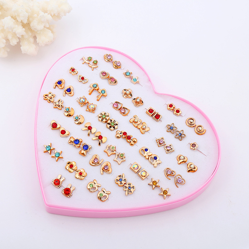 Korean version boxed ear studs in stock, student resin electroplated dot diamond jewelry earrings, student street stalls selling hot earrings wholesale pic 4