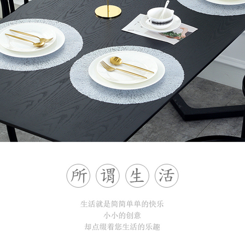 沃美 欧式轻奢圆形乱丝PVC餐垫家居装饰简约时尚大方防水防滑防油防烫耐磨隔热餐垫详情7