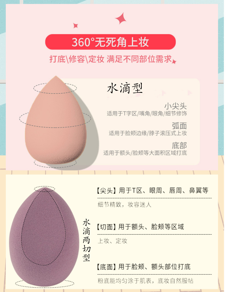 优质A品散装美妆蛋干湿两用不吃粉妆蛋化妆绵彩妆亲水性专业工具详情7