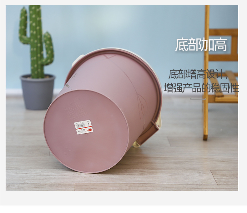 Q803 integrated plastic trash can with pressure ring, household sanitary bucket, garbage basket, integrated flip cover and pressure ring trash can pic 14