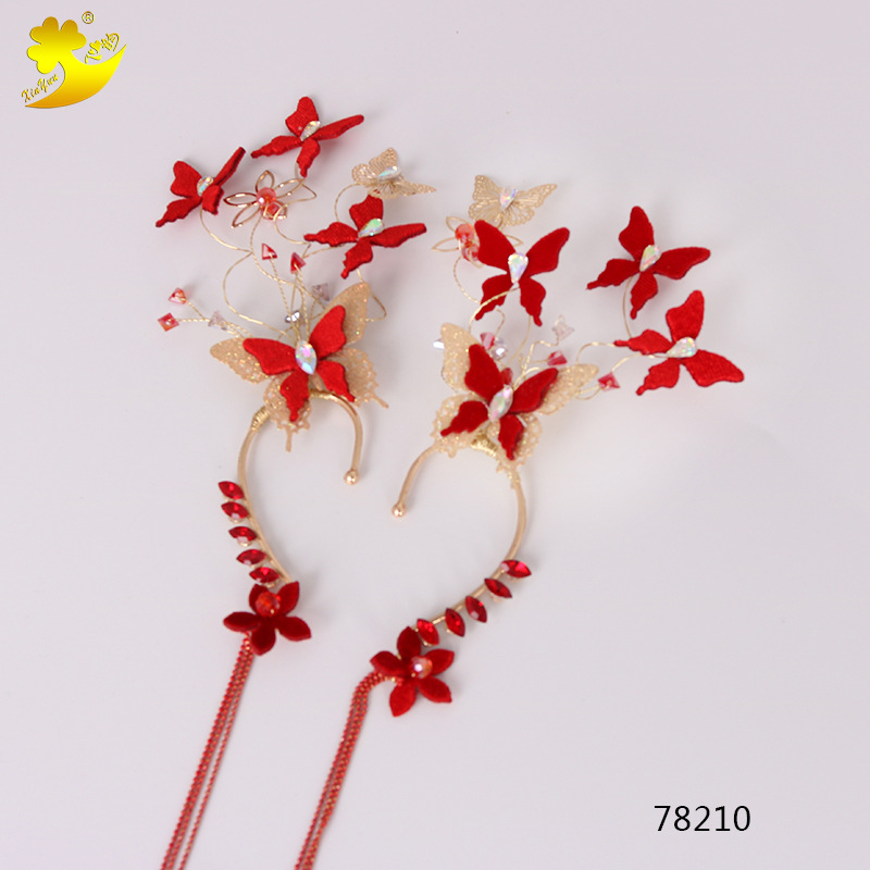 Butterfly fairy ear pendants, princess long tassel earrings, wedding toasting headwear and earrings for brides in Japan and South Korea pic 8