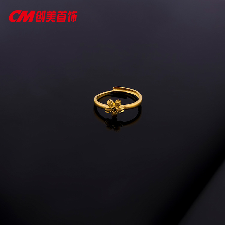 Chuangmei Jewelry offers a simple and retro heart-shaped wedding ring for women, with a 24k gold matte finish and adjustable opening. Wholesale pic 4