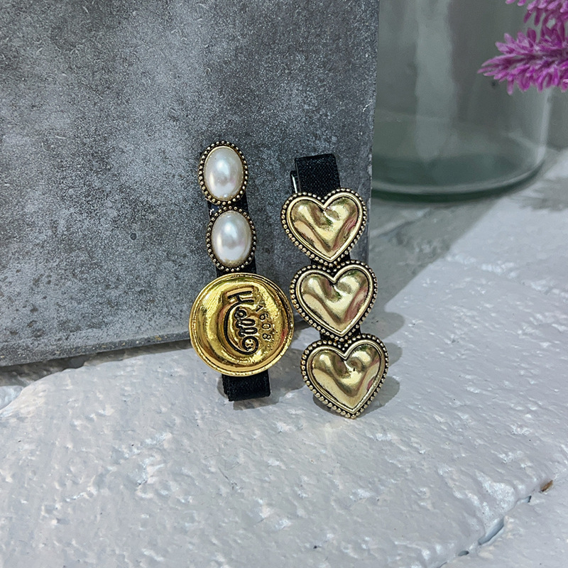 老板哥新款家复古金币爱心珍珠对夹韩日原创设计女子小众风格气质详情3