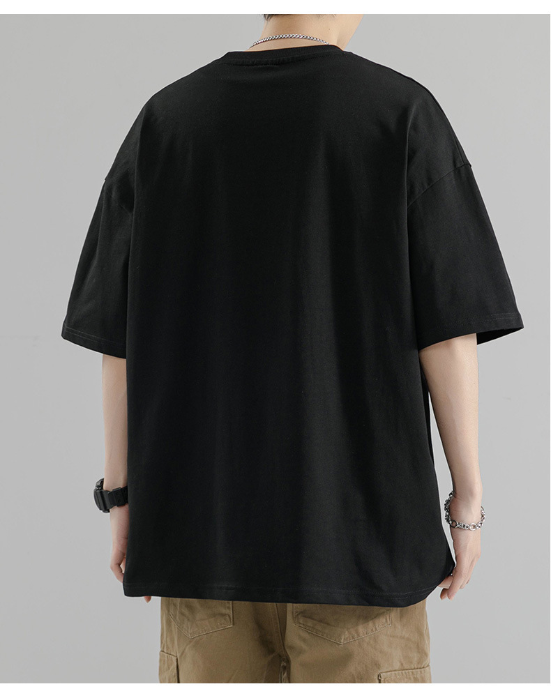 【 Pure Cotton 】 Steel stamp letter short-sleeved T-shirt for men, round neck, loose, casual and versatile, trendy 2024 Summer new short T-shirt pic 17