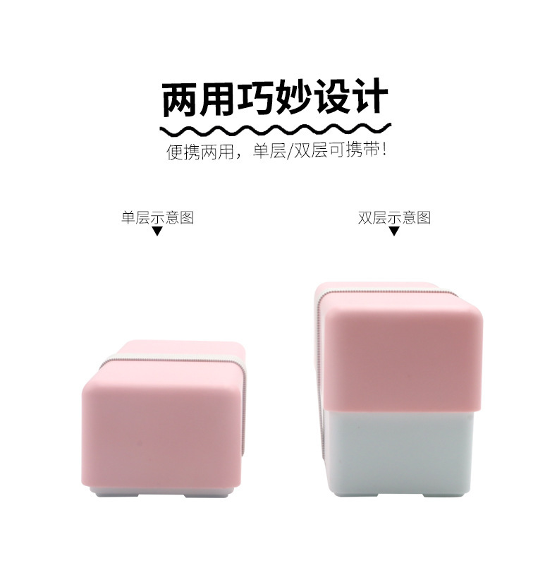 INS japonés de doble capa comprimido lunch box plegable pequeño fresco simple bento box para adultos estudiantes con lunch box pic 8