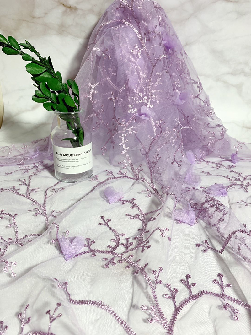 Wholesale and customization of home textile and clothing accessories, embroidered butterfly mesh fabric, skirts, wedding dresses, lace fabric pic 8