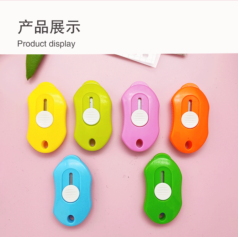 Factory direct supply of candy-colored beauty knives, student portable express unboxing plastic small knives, wholesale tool knives pic 12