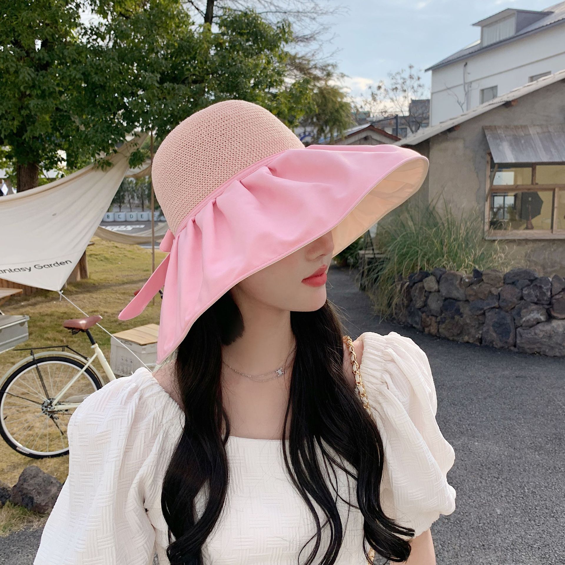 Summer black rubber wide-brimmed hat, perforated, breathable, UV-resistant, outdoor travel, beach sunshade and sun protection hat pic 7