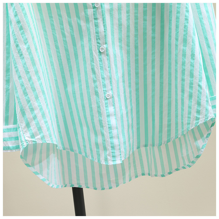 2025春夏新款长袖衬衫女时尚休闲竖条纹韩版宽松衬衣女外穿详情28