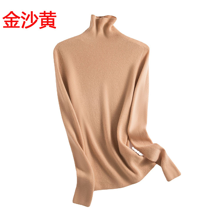 A new high-neck knitted sweater for women in the autumn of 2024, paired with a solid color seamless one-piece base layer of wool sweater pic 20