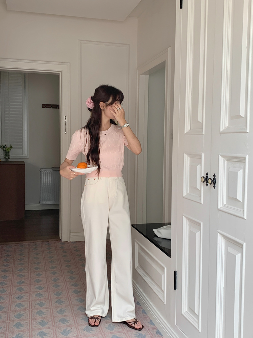 GAGD white Tencel wide-leg jeans for women, simple, loose and drape straight-leg jeans pic 26