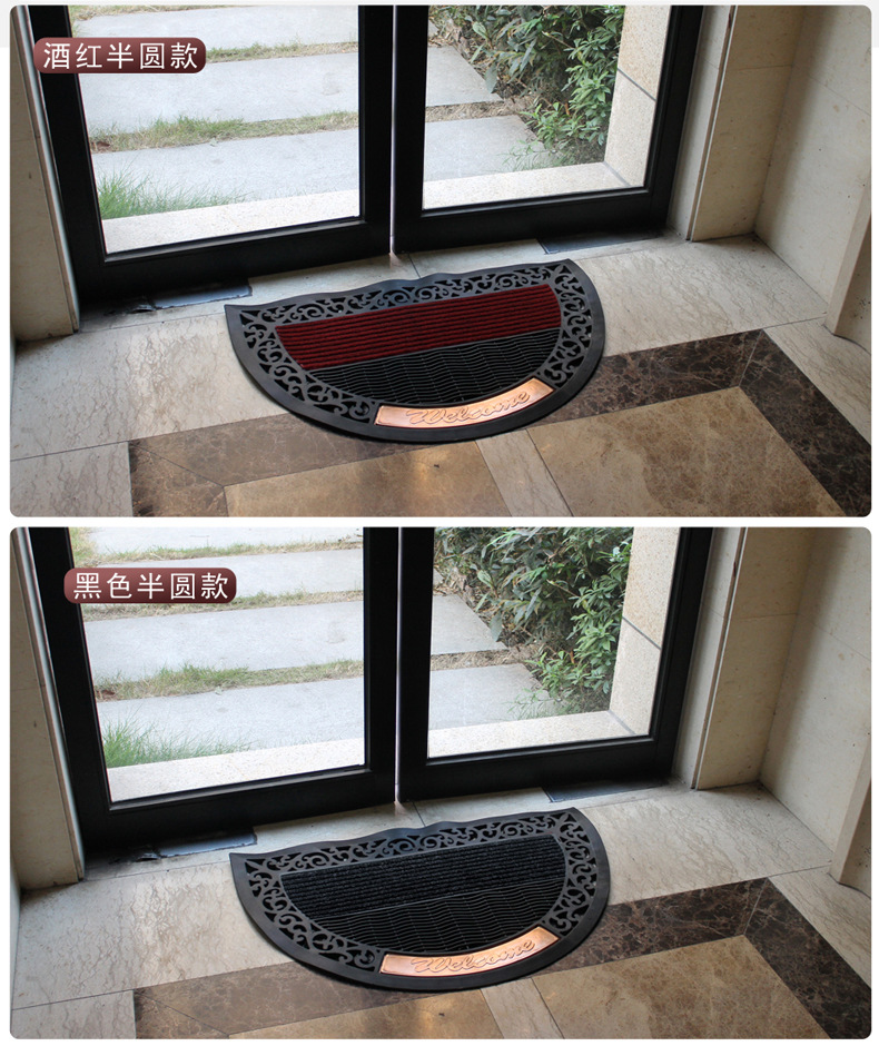 Rubber velvet floor MATS, villa door MATS, hollowed-out anti-slip footpads, entrance MATS for the foyer pic 7